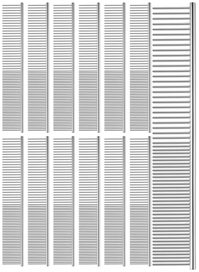 mekueeex 12 Pcs Stainless Steel Dog & Cat Comb, 7.48 Inch Metal Grooming Tool for Removing Knots, Long and Short Haired Pets Including Dogs, Cats & Others - Image 1